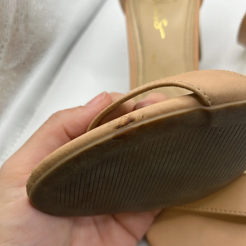 Lulus Harper Stacked Heels Sandals Brown Tan Womens Size 9